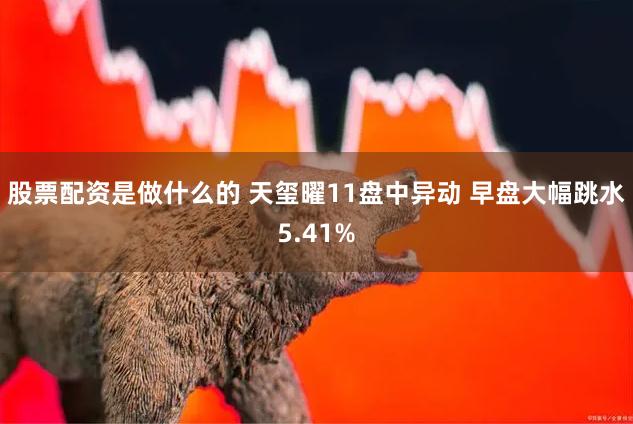 股票配资是做什么的 天玺曜11盘中异动 早盘大幅跳水5.41%